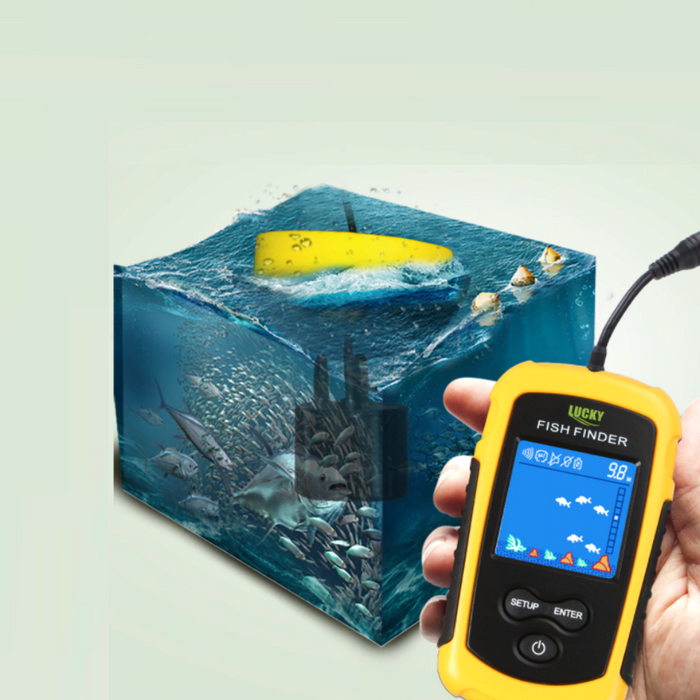 Portable Yellow Handheld Fish Finder Fishfinder Sonar Sensor