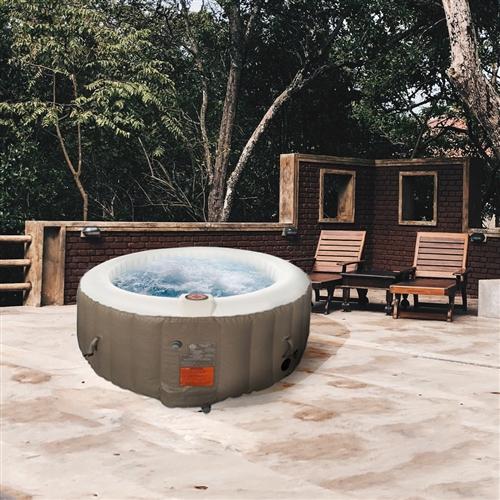 Aleko 4 Person Round Inflatable Hot Tub Spa with Cover