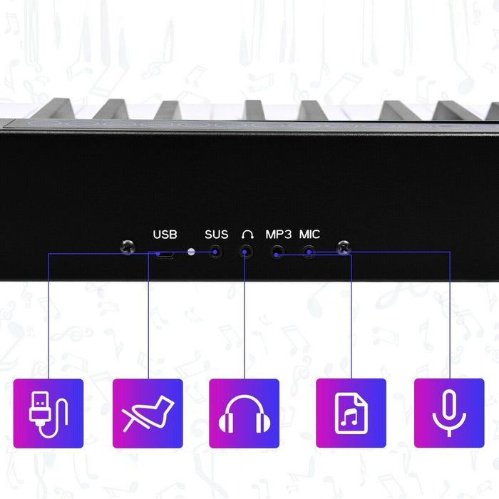 Premium 88 Key Digital Piano MIDI Keyboard with Pedal & Bag