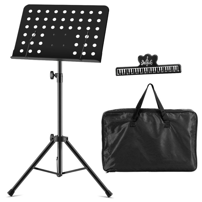 Premium Adjustable Music Stand with Clip Holder and Carry Bag