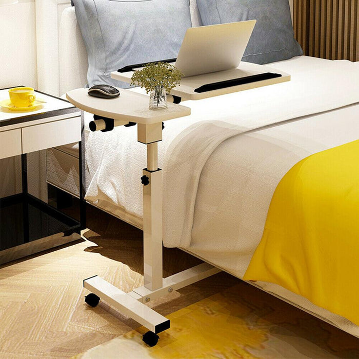 Premium Adjustable Over Bed Table Rolling Height Angle Stand