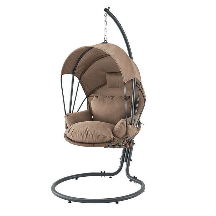 Premium Brown Hanging Egg Chair Swing Lounge Chair with Stand