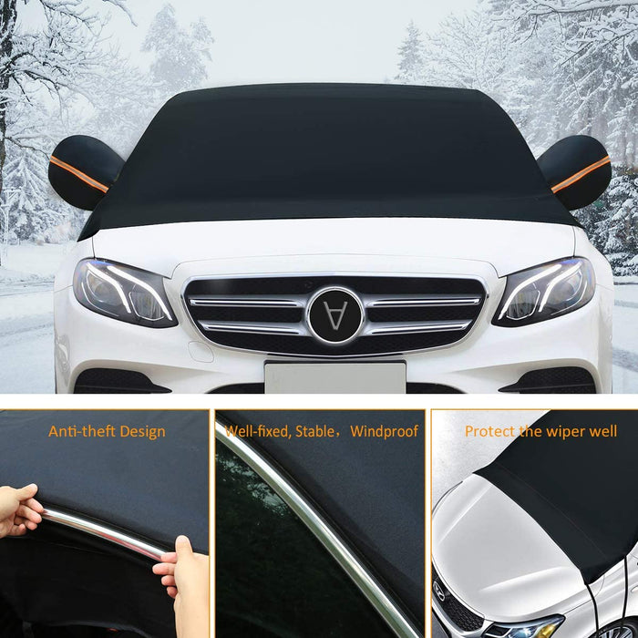 Premium Car Windshield Snow Cover with Rearview Mirror and Hooks