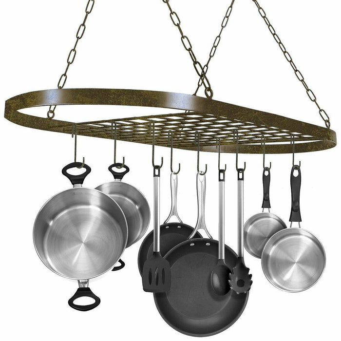 Premium Ceiling Mounted Wooden Hanging Pots and Pans Rack