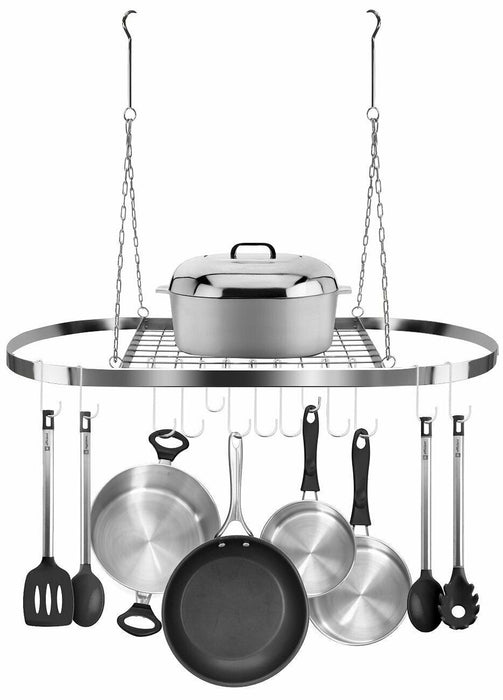Premium Ceiling Mounted Wooden Hanging Pots and Pans Rack
