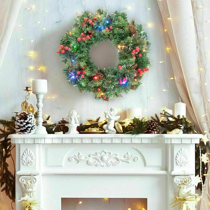 Premium Christmas Garland Pre-Lit Xmas Fireplace Pine Wreath Decor 1.3ft