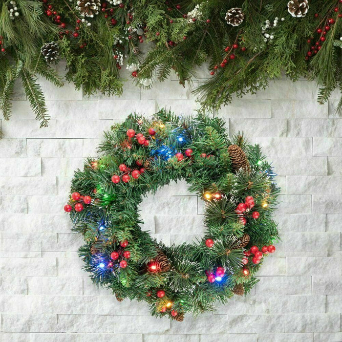 Premium Christmas Garland Pre-Lit Xmas Fireplace Pine Wreath Decor 1.3ft