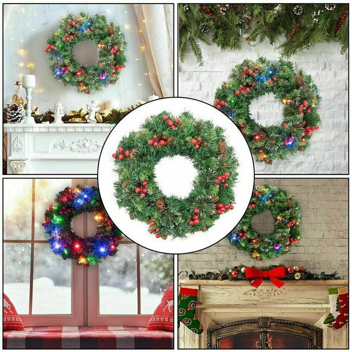 Premium Christmas Garland Pre-Lit Xmas Fireplace Pine Wreath Decor 1.3ft