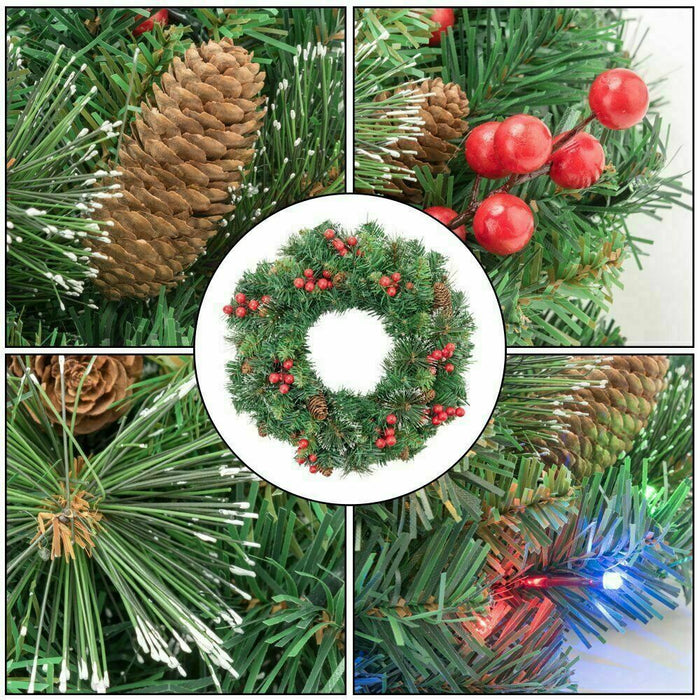 Premium Christmas Garland Pre-Lit Xmas Fireplace Pine Wreath Decor 1.3ft