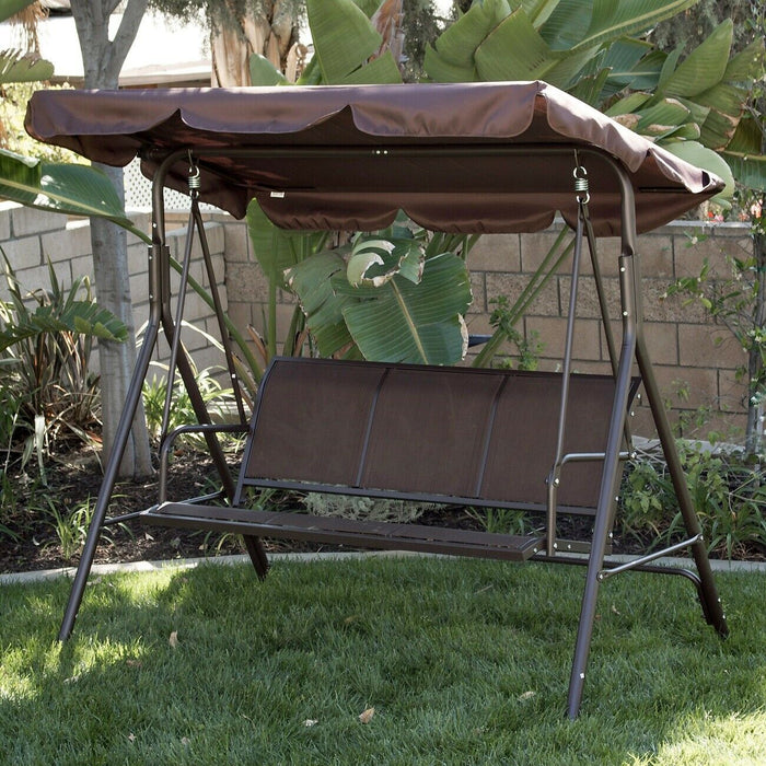 Premium Dark Brown Patio Swing Canopy Awning Outdoor Hammock Steel