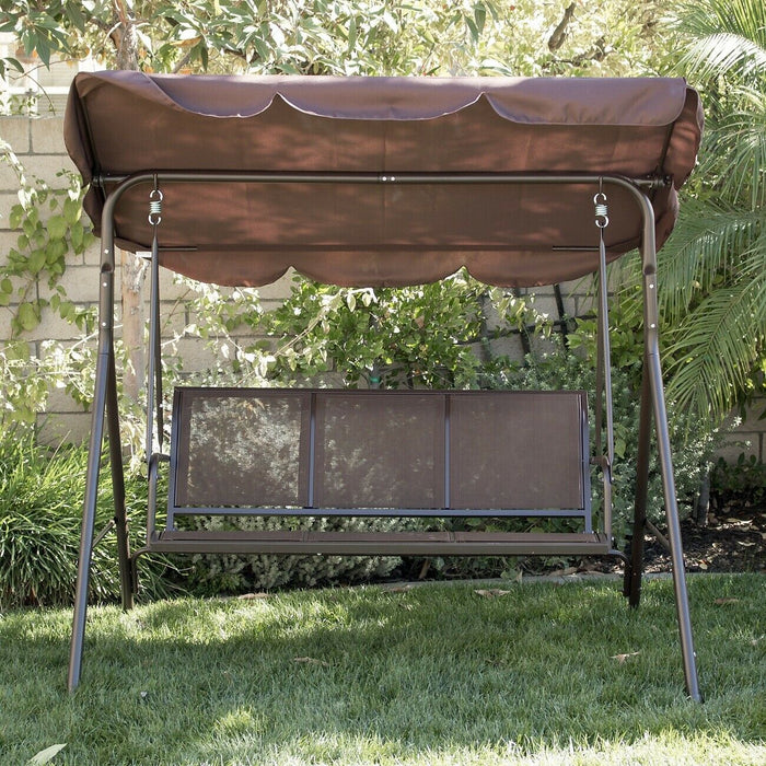 Premium Dark Brown Patio Swing Canopy Awning Outdoor Hammock Steel