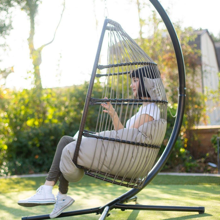 Premium Egg Chair Hanging Large Lounge Chair Patio Seat Swing