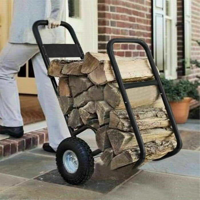 Premium Firewood Log Cart Carrier Dolly Trolley Wood Mover Hauler Rack