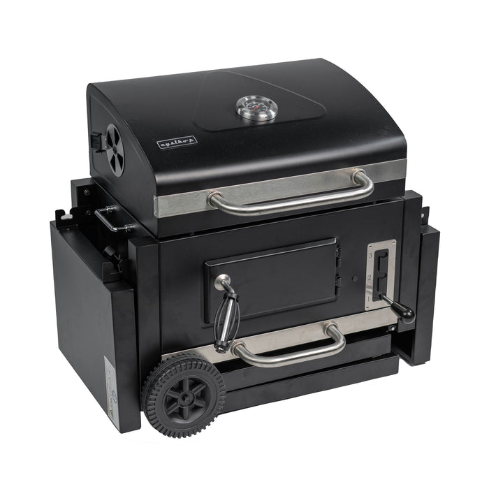 Premium Foldable Charcoal BBQ Grill with Side Tables and Wheels