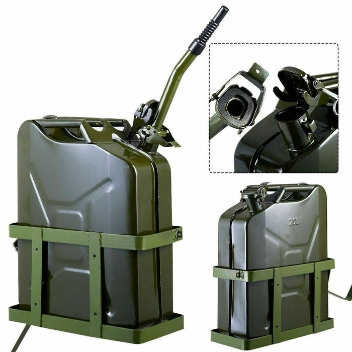 Premium Gas Jerry Can Fuel Steel Tank Military Green 5 Gallon 20L