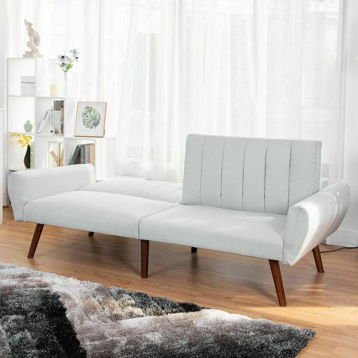 Premium Grey Convertible Futon Bed Sleeper Sofa