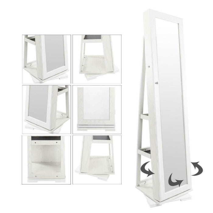 Premium Jewelry Armoire Mirror Cabinet Box Storage