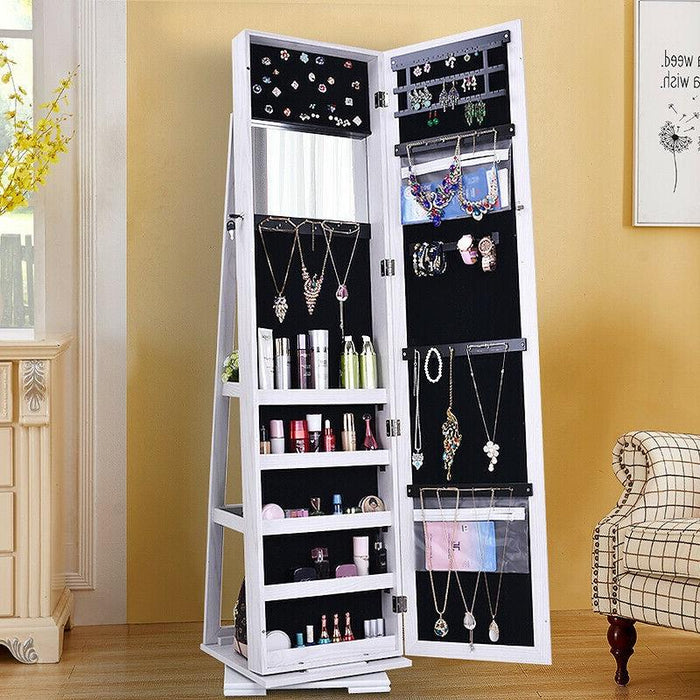 Premium Jewelry Armoire Mirror Cabinet Box Storage