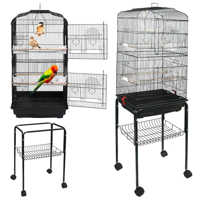 Premium Large Bird Cage Parrot House Rolling with Stand 59"