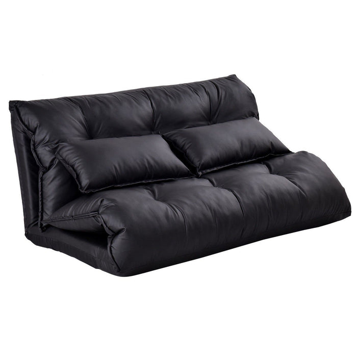 Premium Leather Floor Foldable Sofa Bed with 2 Pillows