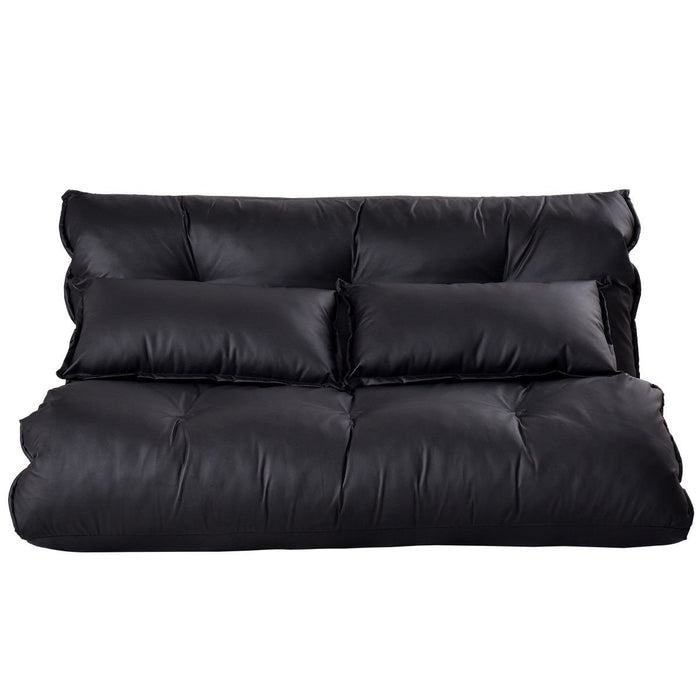 Premium Leather Floor Foldable Sofa Bed with 2 Pillows