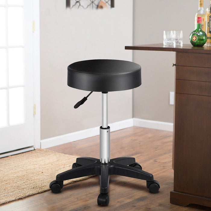 Premium Leather Rolling Stool With Wheels Adjustable