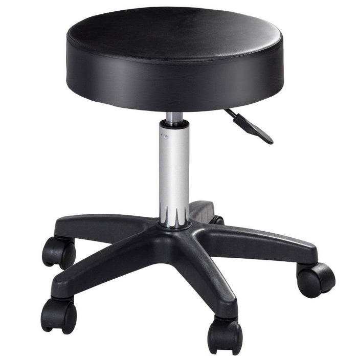 Premium Leather Rolling Stool With Wheels Adjustable