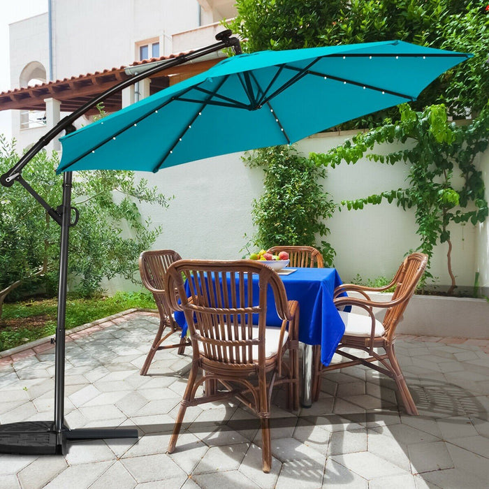 Premium LED Patio Offset Umbrella Outdoor Standing with Lights
