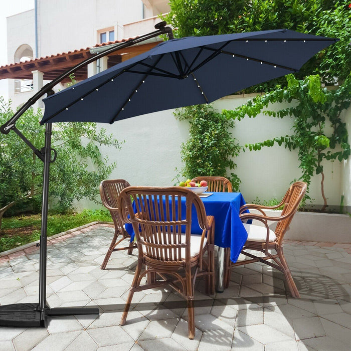 Premium LED Patio Offset Umbrella Outdoor Standing with Lights