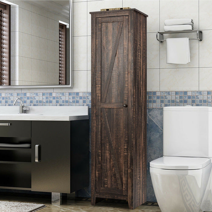 Premium Linen Tower Bathroom Storage Cabinet Tall Organizer with Shelf