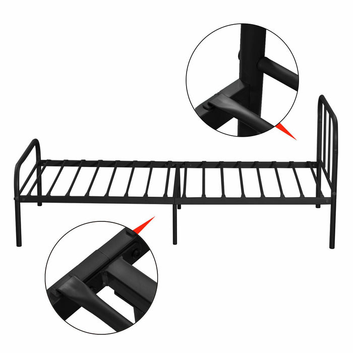 Premium Metal Bed Frame Twin Size Black Headboard Platform Mattress