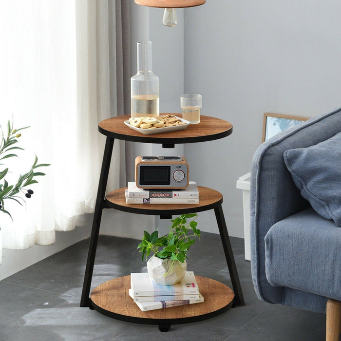 Premium Modern Couch Round 3-Tier Sofa Side End Table