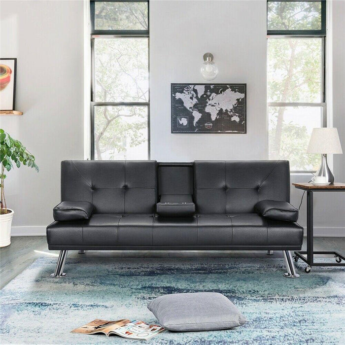 Premium Modern Faux Leather Futon Sofa Bed Recliner Couch
