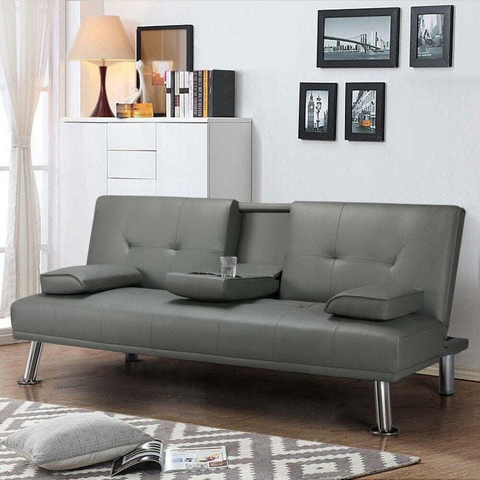 Premium Modern Faux Leather Futon Sofa Bed Recliner Couch