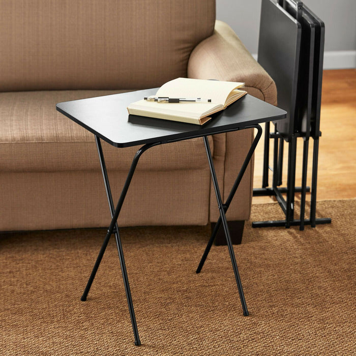Premium Modern Folding Table Set 5-Piece TV Wood Snack Dinner Tray