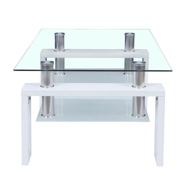 Premium Modern Living Room Rectangular Glass Top Coffee Table