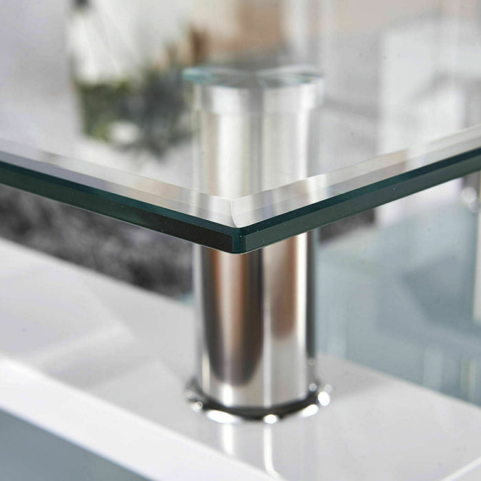 Premium Modern Living Room Rectangular Glass Top Coffee Table