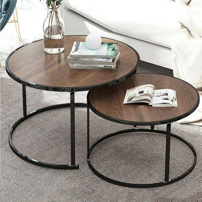 Premium Modern Round coffee Table Sofa Side End Table Set of 2