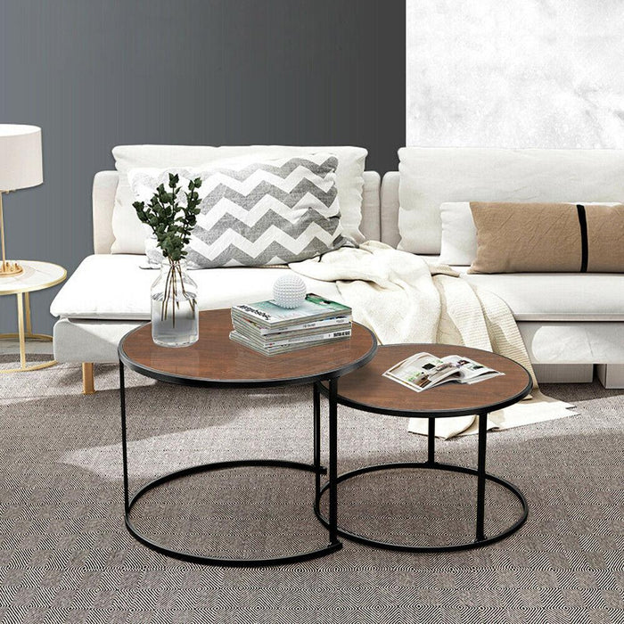 Premium Modern Round coffee Table Sofa Side End Table Set of 2