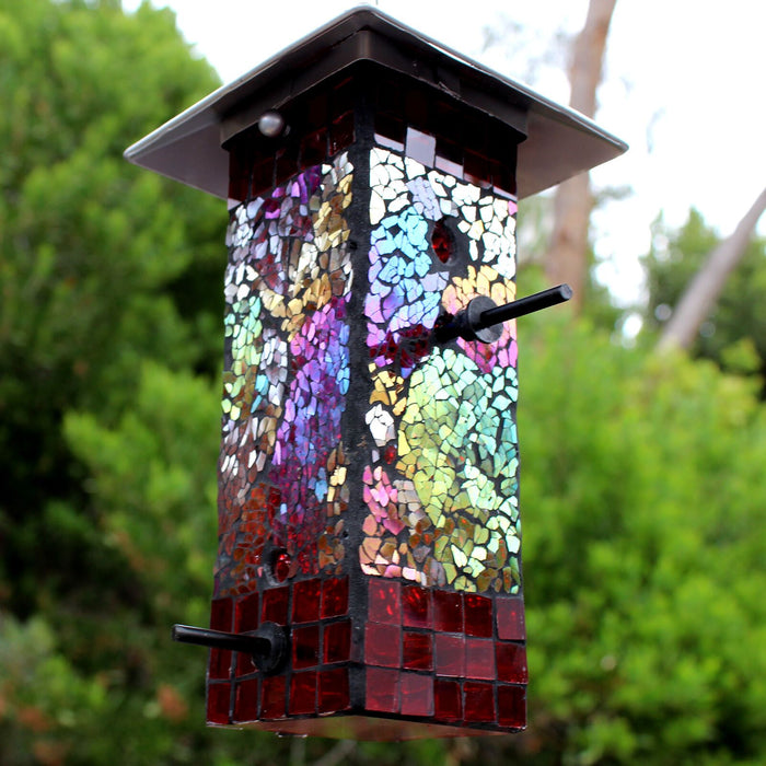Premium Mosaic Stained Glass Seed Bird Feeder