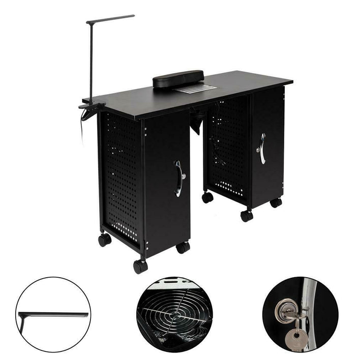 Premium Nail Manicure Table Portable Rolling Station Desk