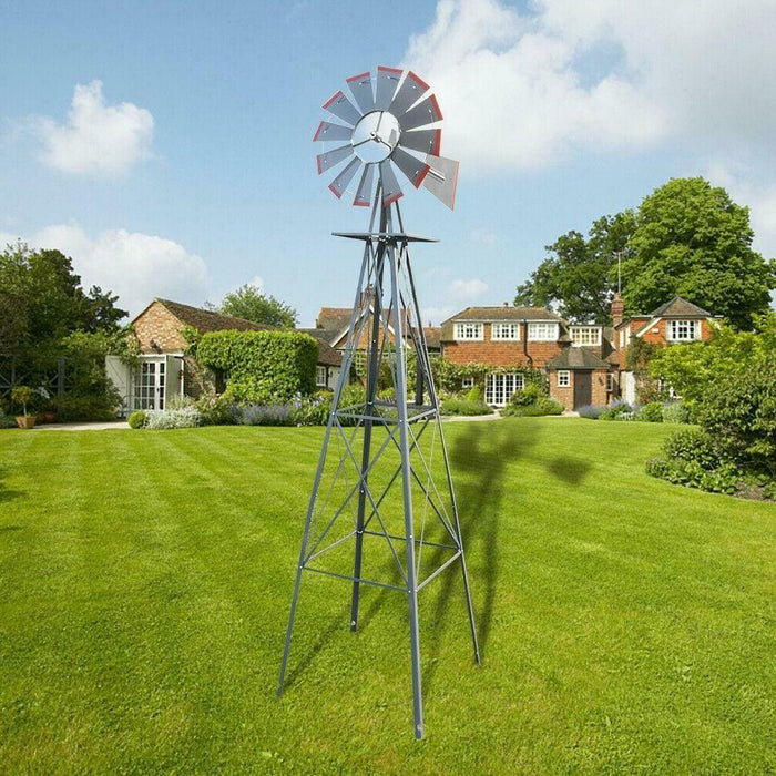 Premium Ornamental Garden Yard Decorative Windmill Wheel 8ft