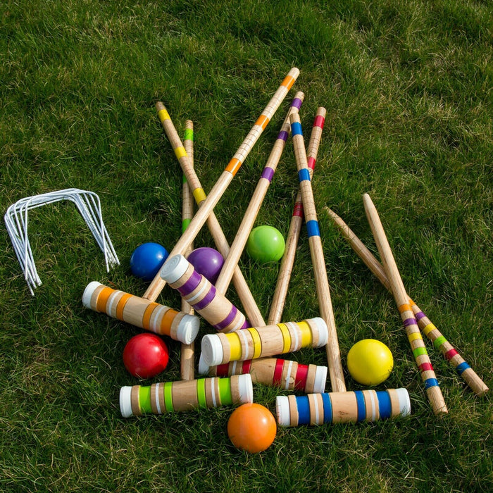 Premium Outdoor Backyard Colorful Complete Croquet Set with Bag