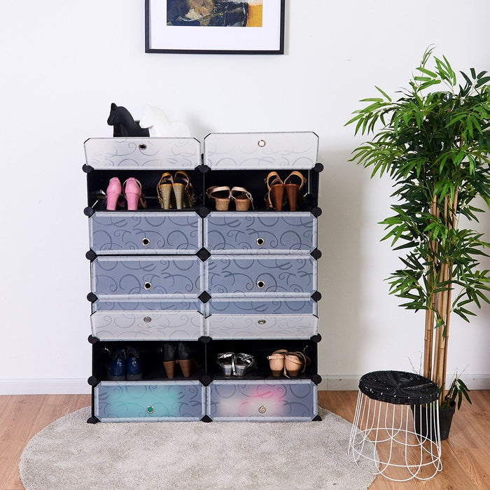 Premium Portable Shoe Storage Rack Organizer 12 Cubes