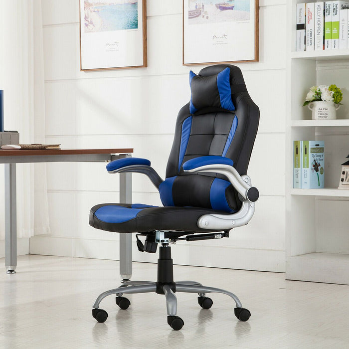 Premium Racing Gaming Chair High Back Reclining Leather Chair Blue/Black