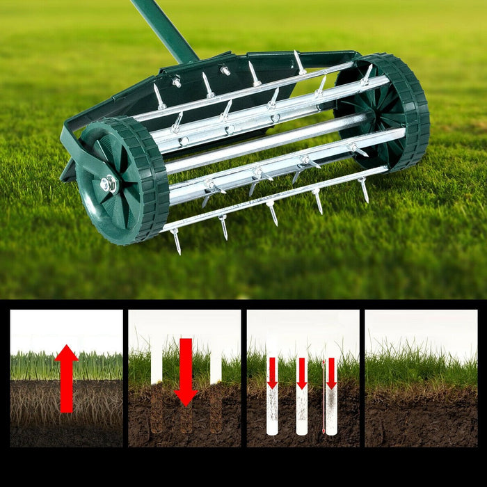 Premium Rolling Lawn Aerator Grass Yard Hand Manual Aerator