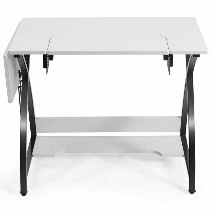 Premium Sewing Craft Table Computer Desk with Adjustable Platform Folding Side Shelf