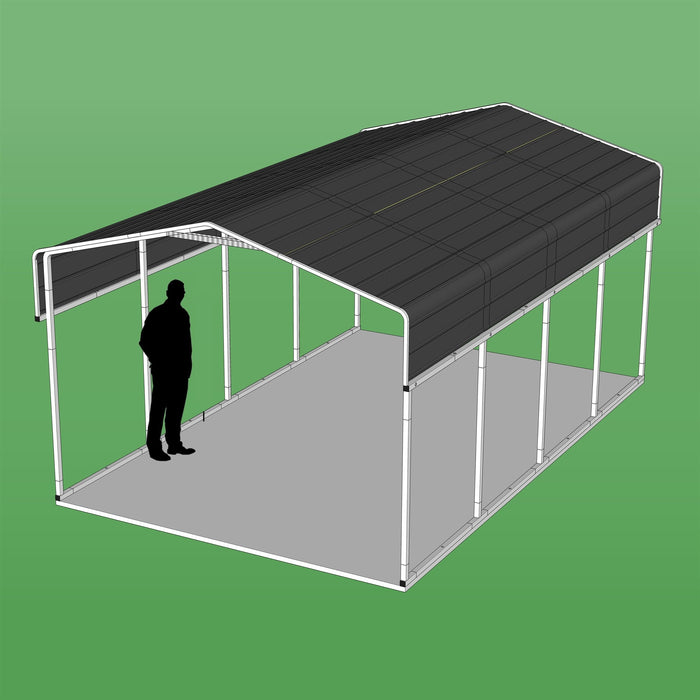 Premium Steel Carport Canopy Shed Shelter Galvanized 12x20ft