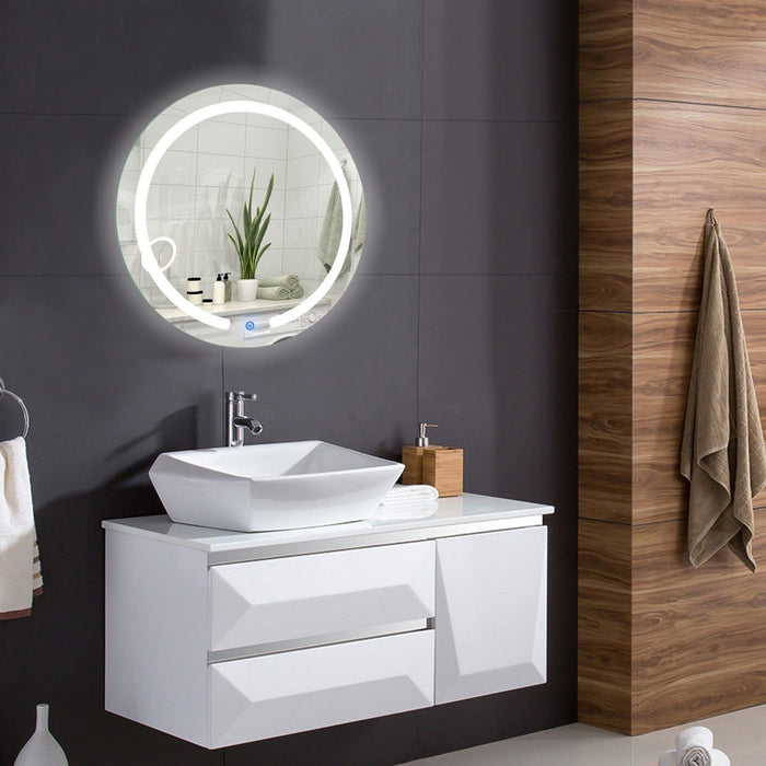 Premium Wall Mount Bathroom Round Mirror LED Touch Button 20"