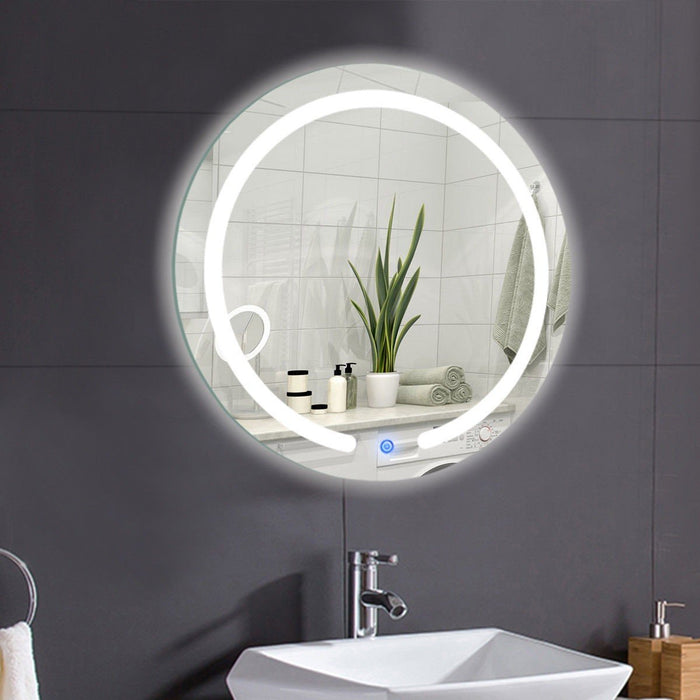 Premium Wall Mount Bathroom Round Mirror LED Touch Button 20"